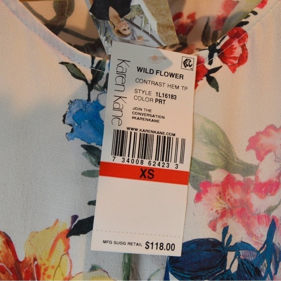 Karen Kane Drop Hem Lightweight Wildflower Print Sleeveless Blouse, Size XS NWT - Picture 6 of 11